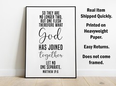 Matthew 19:6, Bible Verse Quote, Poster Print, Home Wall Decor