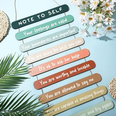 Inspirational Mental Health Wall Decor – Wooden Affirmations for Home Therapy
