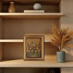 Boho Wall Art Gold Framed Canvas Print Floral Botanical Decor 8x10in
