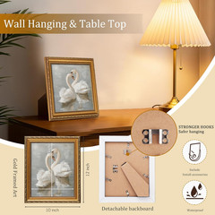 Vintage Gold Framed Wall Art Prints Decor Classical Swan Canvas Oil Painting Pos