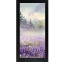 Lavender Field Left Panel Floral Framed Wall Art Misty Purple Wildflower Decor