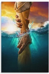 Jesus Christ Saves Peter From Drowning 15.5”x23.5” Canvas Wall Art Poster Faith