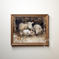 Christian Nativity Scene Poster, Christmas Canvas Wall Art, Baby Jesus Religious