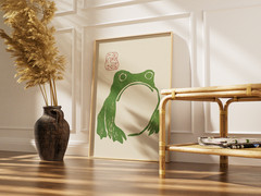 Minimalist Frog Poster – Japanese Zen Toad Animal Wall Art Decor Print Home Gift