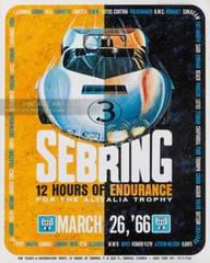 1966 Sebring Race Vintage Poster – 12 Hours of Endurance for the Alitalia Trophy
