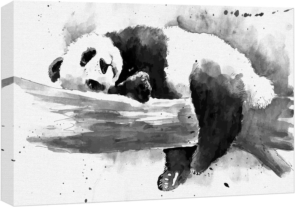 Wall26 Canvas Print Black & White Sleeping Panda Wildlife Wall Art