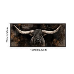 Large Longhorn Cow Canvas Wall Art with Floater Frame Black White Bull Head W…