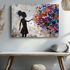 Canvas Wall Art a Creative Street Art Inspired Image Showing a Girl Releasing