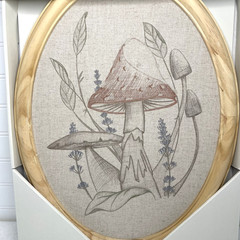 Vertical Oval Mushroom Sketch Framed Wall Art Hearth & Hand 13″ x 17″