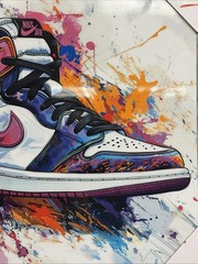 «Bright Bold Splash Sneaker» or «Air Jordan Sneakers Graffiti Style» art AJ1