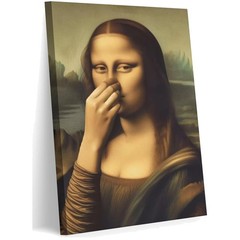 Humorous Mona Lisa Bathroom Wall Art 12x16in