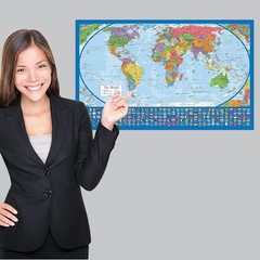 Juego De 2 Pósteres Laminados De Mapa Del Mundo Y Mapa De EE. UU. US NUEVO