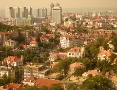 QINGDAO SKYLINE GLOSSY POSTER PICTURE PHOTO tsingtao shandong china tower 1707