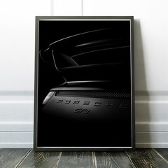 Porsche GT3 Rear View Vintage Black and White Sports Cars Wall Art Poster Print