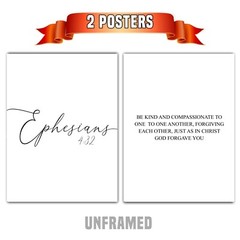 Ephesians 4:32, Bible Verse Quote, Set of 2 Poster Prints, Home Wall Art Décor
