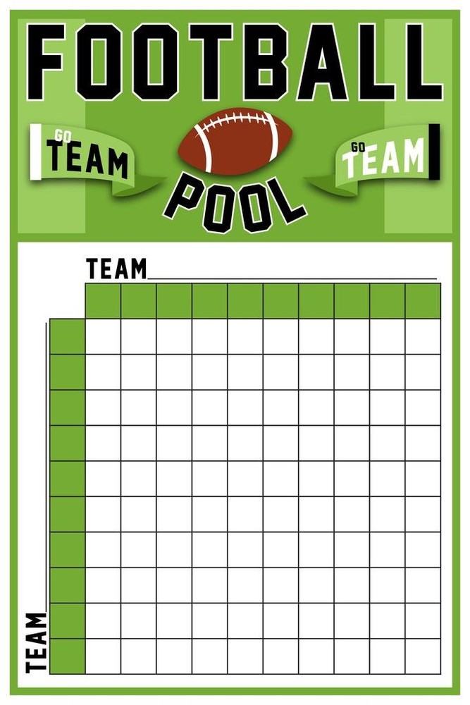 Football Squares Board 100 Party Decoration Sport Pool Art Print Poster 24×36
