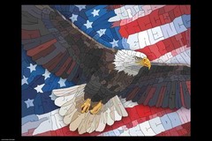 Curtis Epperson Bald Eagle Flag Word Mosaic Art Hand Drawn Cool Wall Art Print P