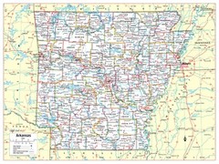 Arkansas State Wall Map Large Print Poster – 32″Wx24″H