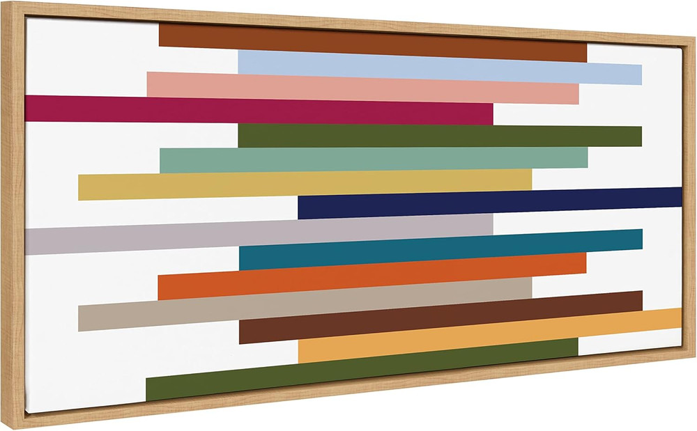 Sylvie Color Block Stacks Framed Canvas Wall Art – 18×40 Retro Modern Decor