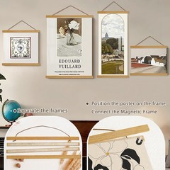 Artmag Magnetic Poster Hanger Frame, 12×18 12×16 12L» x 0.7W», Teak Wood