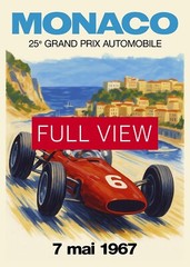 Monaco Vintage F1 Grand Prix 1967 Art Poster — Auto Racing Wall Art, Formula 1