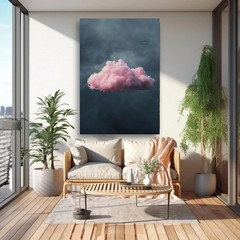 Pink Clouds Canvas Wall Art – Abstract Maximalist Cloud Poster Decor