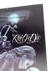Ride or Die Lenticular Biker Shop Skull 9”x13” David Gonzales 2014 Chicano