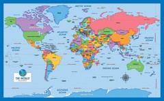 3 Pack – World Map & USA for Kids + Blue Ocean 18″ x 29″, LAMINATED