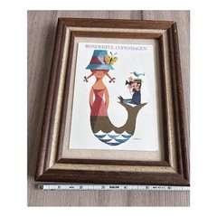 Vintage Denmark Travel Poster Mermaid Framed Size 8.5″ x 6.75″
