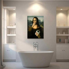 Funny Vintage Mona Lisa Bathroom Wall Art – Humorous Toilet Decor