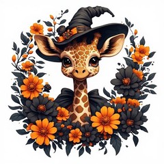 Whimsical Halloween Witchy Giraffe Collection by Crash PDF Wall Decor Download