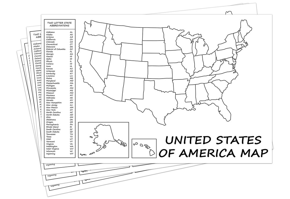 United States Map – USA Poster, US Educational Map – with State 2 Letter Abbr…