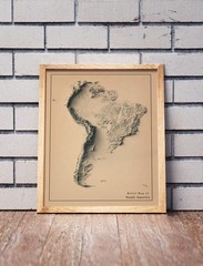 South America Map, South America 2D Relief Map – 2D Flat Print