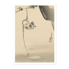 Monkey Reaching for the Moon by Ogata Gekko Japanese Sumi-E Wall Art