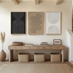 Abstract Wall Art Set 3pcs 24x36in Neutral Textured Canvas
