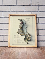 Malawi Map, Malawi 2D Relief Map, Malawi Vintage Map – 2D Flat