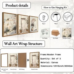 Framed Vintage Italian Wall Art Set of 3, Rustic Neutral Olive Tree Pictures …