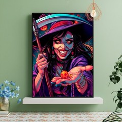 Enchanting Witch with a Lollipop – Halloween Inspired Printable Wall Art