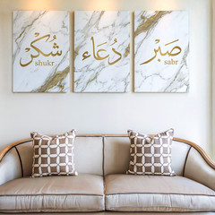 3 Pieces Elegant Marble Gold Abstract Large Wall Art Set for Living Set Of 3