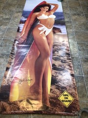 1986 April Wayne (Jayne) Ujena Swimsuit Model Girl On Board JUMBO 26″x76″ Poster