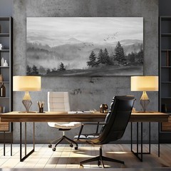 Elegant 30×60 Inch Foggy Mountain Wall Art – Perfect for Living Room & Office