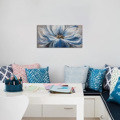 Flower Canvas Wall Art for Living Room Large White Blue Flower Picture Giclee…