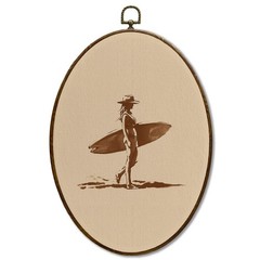 Western Coastal Cowgirl Oval Wall Decor, Western Beach Oval Canvas Wall Art, …