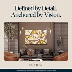 Gold Geometric Wall Art Print 12″x18″ UNFRAMED, Modern Living Room Decor Artwork