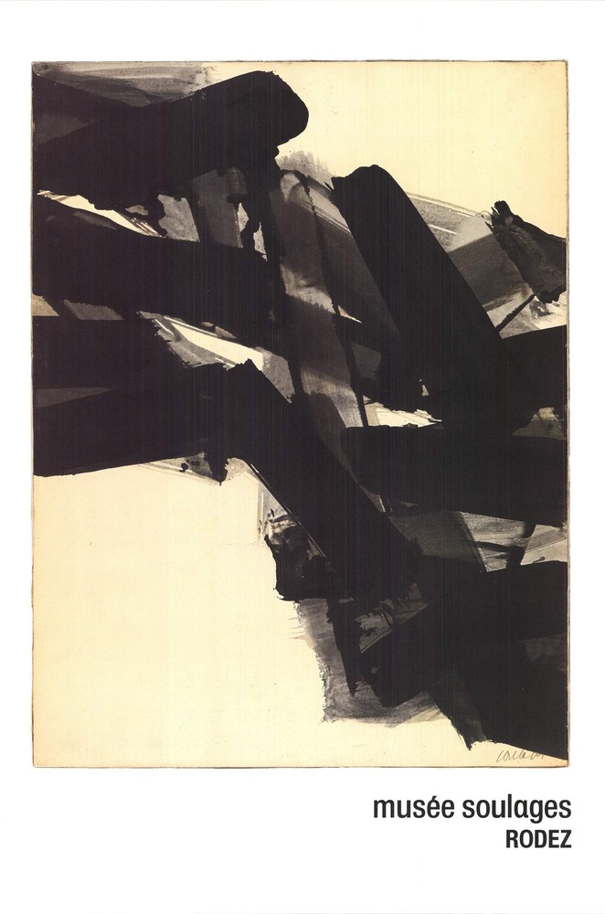 PIERRE SOULAGES Ink on Paper, 1961 23.75″ x 15.75″ Offset Lithograph 2022 Abstra