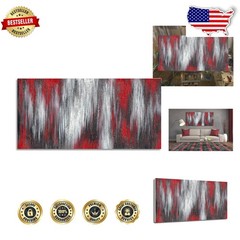 Large Abstract Canvas Art Red Black White Textured Oil Painting 60″x30″ Framed