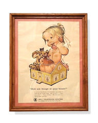 Vintage Betsy Bell Telephone Ad 1963 Peter Hawley Framed Print Wall Art