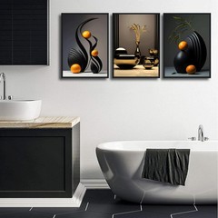 3Pcs Black Abstract Wall Art Modern Still Lifes Ceramic Wall Deco Pictures or…