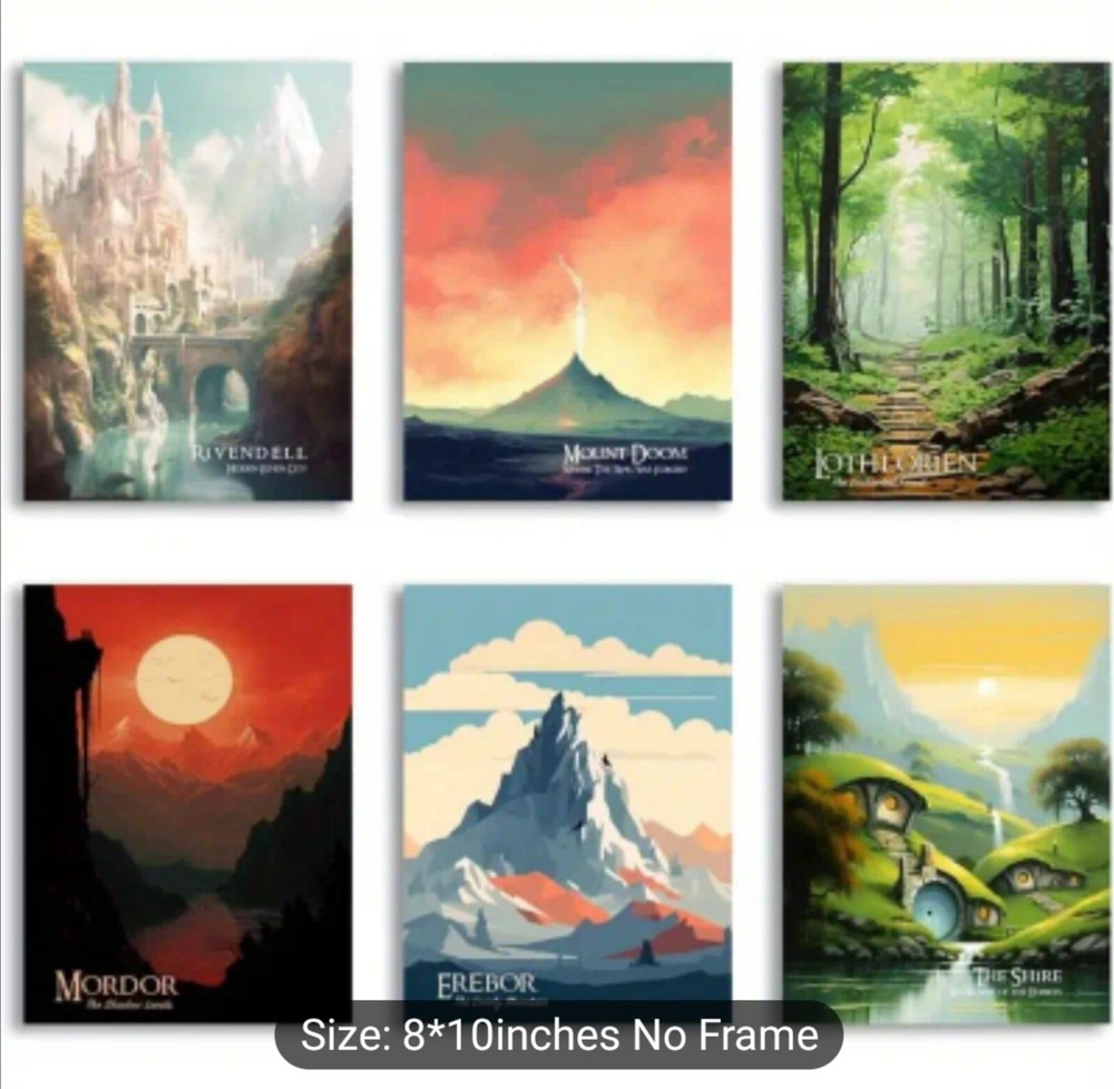 Assorted Vintage Lord of the Rings (Unofficial) Locations 8 x 10 inch Posters