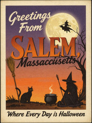 Salem Wall Collage Postcard Style Poster